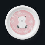 ジョイのバンドル雪の結晶ウィンターピンク赤ちゃんシャワー ペーパープレート<br><div class="desc">赤ちゃんシャワー紙プレートは、ピンクの背景の上にベビーのホッキョクグマと雪片のイラストレーションを特徴とする。名前をカスタマイズする。</div>
