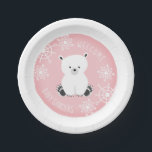 ジョイのバンドル雪の結晶ウィンターピンク赤ちゃんシャワー ペーパープレート<br><div class="desc">赤ちゃんシャワー紙プレートは、ピンクの背景の上にベビーのホッキョクグマと雪片のイラストレーションを特徴とする。名前をカスタマイズする。</div>