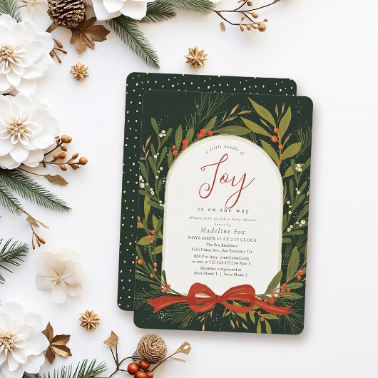 ジョイの小さなバンドルリースグリーンベイビーシャワー 招待状
