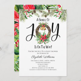 ジョイの束クリスマスウォーターカラーベビーシャワー 招待状