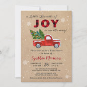 ジョイの束 トラック 赤い格子柄 ベビーシャワー 招待状 (正面)