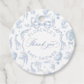 ジョイの織物 サファリ 動物 青い ベビーシャワー フェイバータグ (正面)