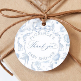 ジョイの織物 サファリ 動物 青い ベビーシャワー フェイバータグ