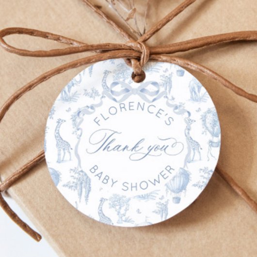 ジョイの織物 サファリ 動物 青い ベビーシャワー フェイバータグ