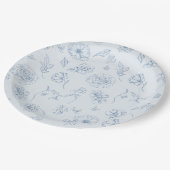 ジョイの織物 サムシング ブルー 花柄 ウェディング ペーパープレート (アングル)