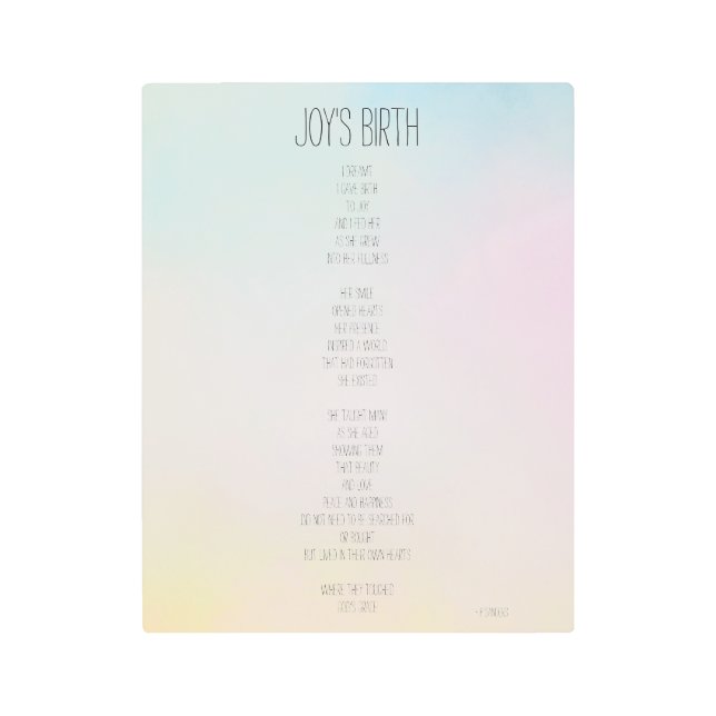 ジョイの誕生感動的詩 メタルプリント (正面)