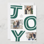 ジョイはっきりしたグシンプルリーモダングリーン3枚の写真クリスマス シーズンカード (正面)