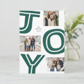 ジョイはっきりしたグシンプルリーモダングリーン3枚の写真クリスマス シーズンカード (スタンド正面)