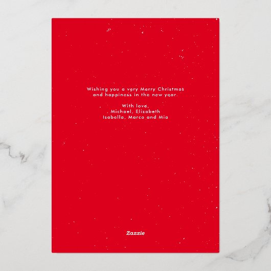 ジョイはっきりしたスシンプル三つの写真モダン金ゴールドクリスマス 箔シーズンカード (裏面)