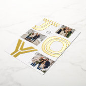 ジョイはっきりしたスシンプル三つの写真モダン金ゴールドクリスマス 箔シーズンカード (回転した状態)