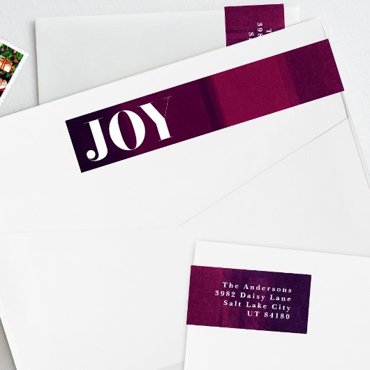 ジョイはっきりしたパープルチョークホリデー差出人住所ラベル ラップアラウンドラベル