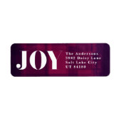 ジョイはっきりしたパープル住所 シールクリスマス ラベル (正面)