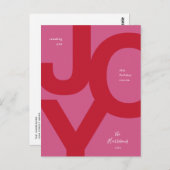 ジョイはっきりしたピンク&レッドおもしろいノンフォトホリデー ポストカード (正面/裏面)