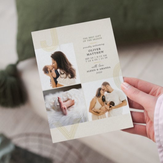 ジョイアイボリー誕生発表ゴールドフォイルホリデイ 箔シーズンカード