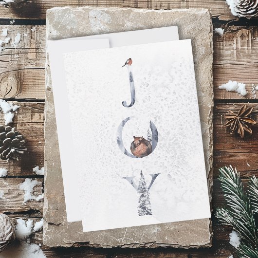 ジョイウィンターウッドランドアニマルクリスマスホリデー シーズンカード