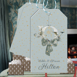 ジョイウィンターウッドランドフォレストレタリング金ゴールド雪 ギフトタグ