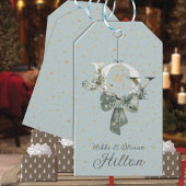 ジョイウィンターウッドランドフォレストレタリング金ゴールド雪 ギフトタグ