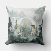 ジョイウィンターウッドランドマウンテンフォレスト金ゴールドスノーフレーク クッション (正面)