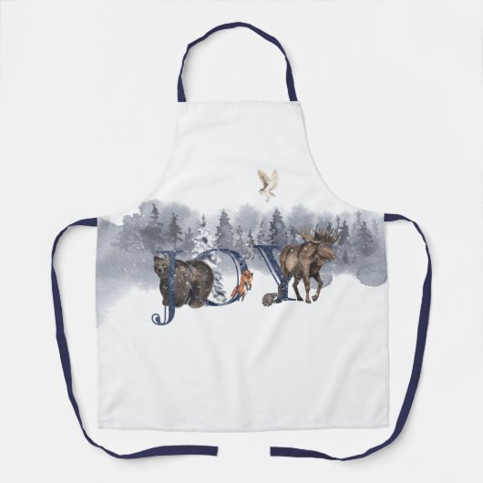 ジョイウィンターフォレストウッドランドアニマルズホリデー エプロン (正面)
