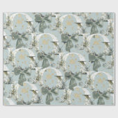 ジョイウィンターフォレストフォントグリーンボウ金ゴールド雪 ラッピングペーパー (フラット)