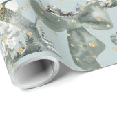 ジョイウィンターフォレストフォントグリーンボウ金ゴールド雪 ラッピングペーパー (ロールコーナー)