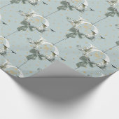 ジョイウィンターフォレストフォント金ゴールドスノーオーナメントブルー ラッピングペーパー (コーナー)