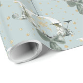 ジョイウィンターフォレストフォント金ゴールドスノーオーナメントブルー ラッピングペーパー (ロールコーナー)