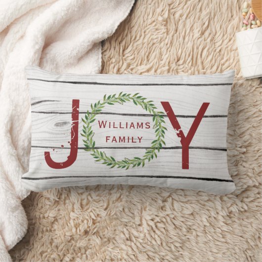 ジョイウィンターリースファミリークリスマス ランバークッション (ブランケット)
