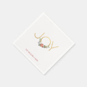 ジョイウォーターカラーフローラと金ゴールド |クリスマス スタンダードカクテルナプキン (角)