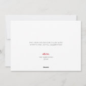 ジョイウォーターカラーフローラレッドスクリプトホリデーカード シーズンカード (裏面)