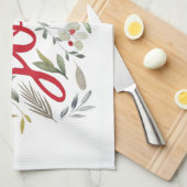 ジョイウォーターカラーフローラ赤いスクリプト キッチンタオル (四つ折り)