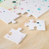 ジョイウォーターカラーブルーフローラアート ジグソーパズル (側面)