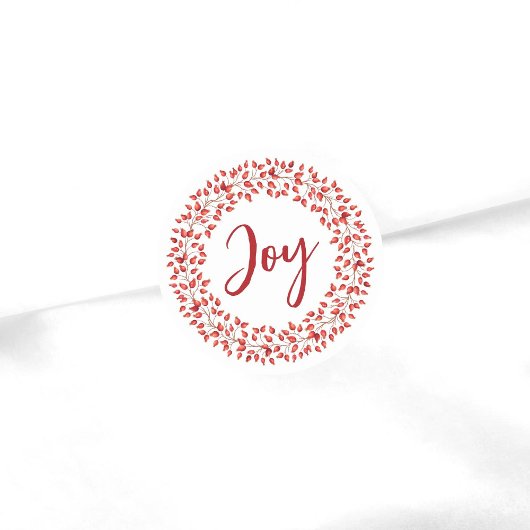 ジョイウォーターカラーローズヒップリース。クリスマス ラウンドシール