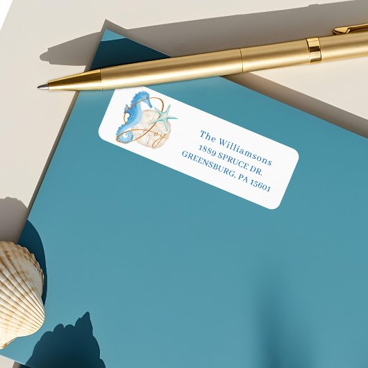 ジョイウォーターカラー海ビーチシーホース&シーシェル ラベル