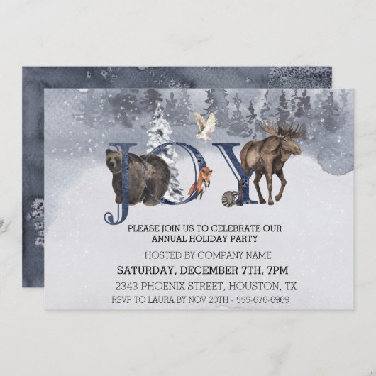 ジョイウッドランドクリスマスホリデー企業の会社 招待状 (正面/裏面)