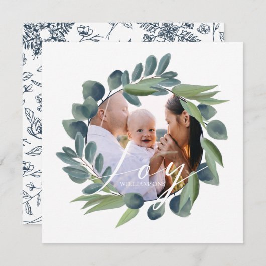 ジョイエレガントウォーター色冬葉リース写真 シーズンカード (正面/裏面)