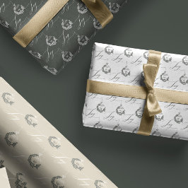 ジョイエレガントカリグラフィガーランドリースモノグラム ラッピングペーパーシート