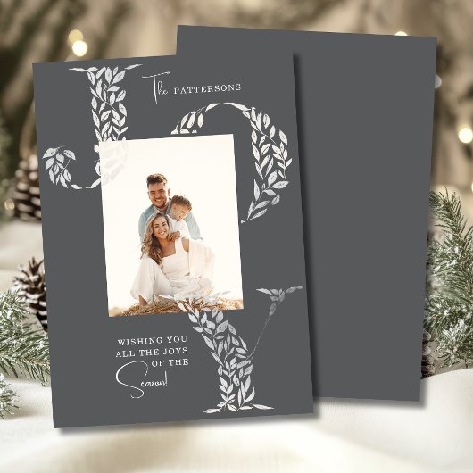 ジョイエレガントクリスマスフローラタイポグラフィ写真 シーズンカード