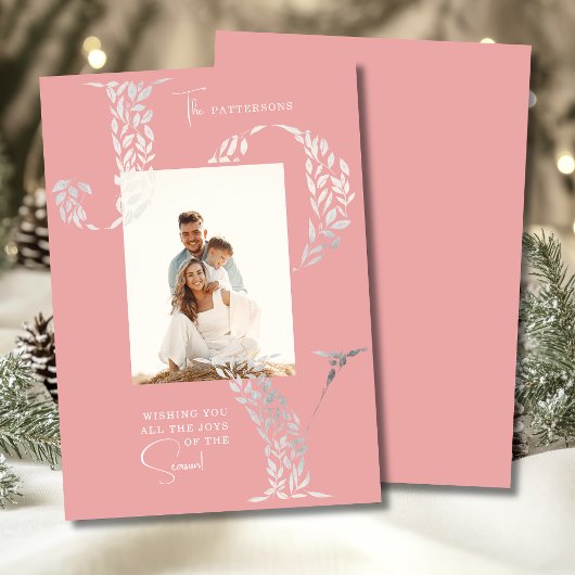 ジョイエレガントクリスマスフローラタイポグラフィ写真 シーズンカード