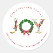 ジョイエレガントクリスマスリースの家族の住所 ラウンドシール (正面)