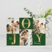 ジョイエレガントグリーン金ゴールドフォトコラージクリスマス シーズンカード (スタンド正面)