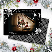 ジョイエレガントスノーフレークスプレイドハッピーホリデーズフォト シーズンカード