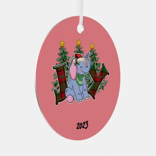 ジョイエレファントクリスマス メタルオーナメント (正面右)