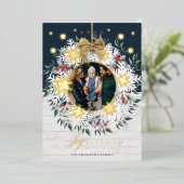 ジョイエレベータフォトスノーフレークリースホワイトシープラップ 箔シーズンカード (立ち正面)