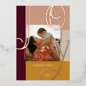 ジョイオーバーレイはっきりしたカラーモダンブロックファミリーフォト 箔シーズンカード (正面)