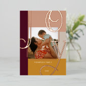 ジョイオーバーレイはっきりしたカラーモダンブロックファミリーフォト 箔シーズンカード (立ち正面)