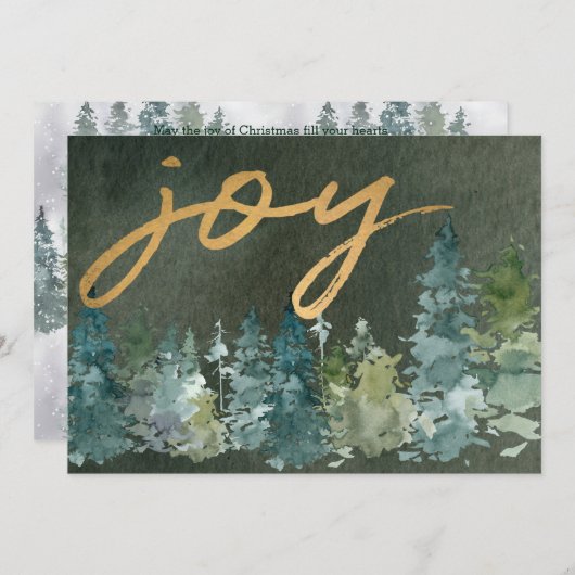 ジョイカスタムンファミリーフォトグリーンフォレストクリスマス シーズンカード (正面/裏面)