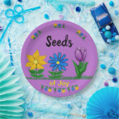 ジョイガーデンフラワーイエローブルーパープルの種子 ペーパープレート (パーティー)