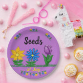 ジョイガーデンフラワーイエローブルーパープルの種子 ペーパープレート (パーティー)