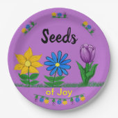 ジョイガーデンフラワーイエローブルーパープルの種子 ペーパープレート (正面)